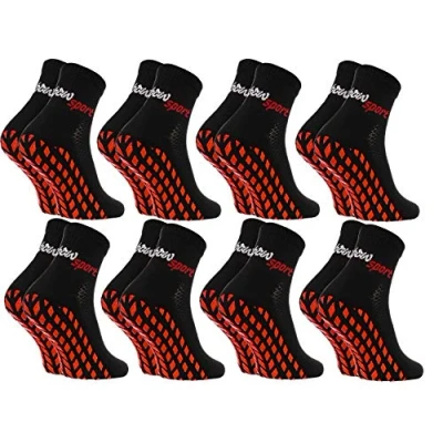 Abbildung von Rainbow Socks Neo ABS Sport Damen Herren Neon Sneaker Stopper Socken 8 Paar Schwarz Größen 39 41