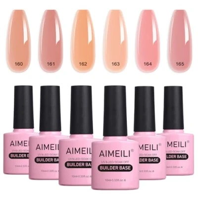 Abbildung von AIMEILI Builder Gel Set, 8 In 1 Nail a Bottle Quick Building UV LED Base Extension Nagelverlängerung Kit 6 38