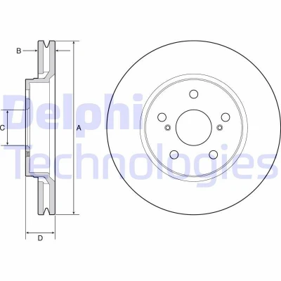 Abbildung von DELPHI Bremsscheibe TOYOTA: C HR, Corolla XII Estate 299mm 28mm 5 Belüftet beschichtet BG4952C 43512F4010 Bremsscheiben, Scheibenbremsen