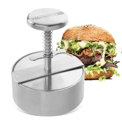 Abbildung von FMProfessional Burgerpresse für leckere Hamburger by Fackelmann Hamburgerpresse mit 100g 400g Patty Presse aus Edelstahl schmackhafte Burger
