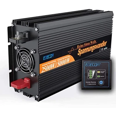 Abbildung von EDECOA Wechselrichter 12v auf 230v Reiner Sinus 2500w Wohnwagen Spannungswandler 2X USB und Fernbedienung KFZ Stromwandler Inverter 220v Umrichter (2500w 12v)