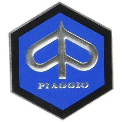 Abbildung von Emblem Piaggio Hexagon Cascade for Vespa Sprint Rally etc Aluminium, 49x43 mm