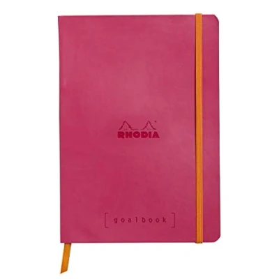 Abbildung von Rhodia 117752C Notizheft Goalbook (DIN A5, 14,8 x 21 cm, Dot, praktisch und trendige, mit weichem Deckel, 90g, elfenbeinfarbigem Papier, 120 Blatt, Gummizug, Lesezeichen) 1 Stück, Himbeer