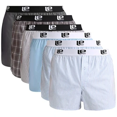 Abbildung von Lower East American Boxershorts Herren 6er Pack aus 100% Baumwolle Unterwäsche Unterhosen für Männer, Baumwolle, Männer Boxershorts, Hellblau/Grau, XXL
