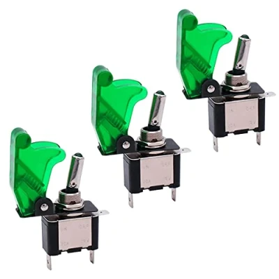 Abbildung von QitinDasen 3Pcs 20A / 12VDC Auto Kippschalter, mit Grün Wasserdichte Abdeckung LED Kontrollleuchte, EIN/AUS 2 Position SPST 3 Polig Rocker Toggle Switch