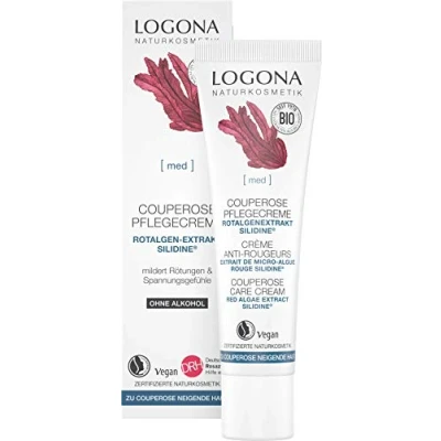 Abbildung von Bio Couperose Pflegecreme von LOGONA Naturkosmetik für zu neigende Haut mit dem Wirkstoff SILIDINE aus Rotalge, Beruhigende und intensiv pflegende Gesichtspflege, Natürlich &amp; Vegan, 30 ml