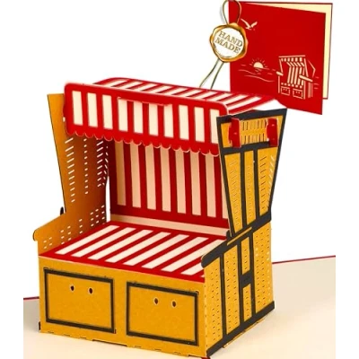 Abbildung von Liebessa® Strandkorb 3D Pop Up Karte zum Aufklappen Besondere Geschenkkarte Ostsee, Nordsee, Sylt, Gutschein für Urlaub