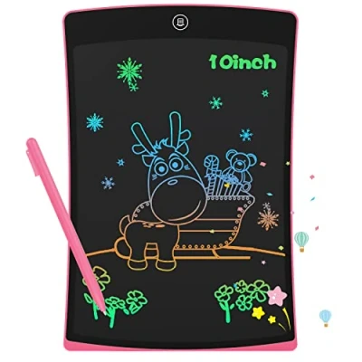 Abbildung von GUYUCOM LCD Schreibtafel 10 Zoll, Zaubertafel, Bunte Helle Linien Mal Tablet, Verbessertes Kinderspielzeug, Großartige Magic Pad Spielzeug für Geschenk mädchen 2 3 4 5 6 7 Jahre, Rosa