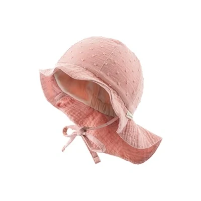 Abbildung von Sterntaler Sonnenhut Punkte Mädchen Sommerhut aus Musselin UV Schutz 30 mit Nackenschutz zum Binden Futter Batist Baby und Kinder Kopfbedeckung mattrosa, Größe 47