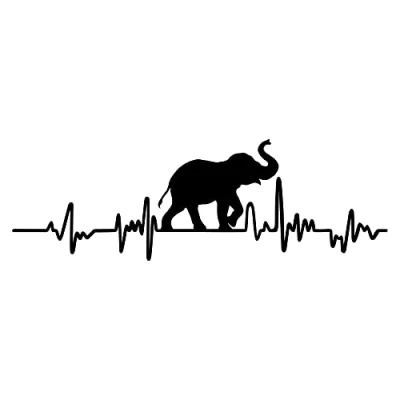 Abbildung von Finest Folia Aufkleber Herzschlag Tiere Breite 27cm Lifeline Heartbeat Deko Sticker Selbstklebend für Auto Kühlschrank Laptop Autoaufkleber K150 (Schwarz Matt, 05 Elefant)