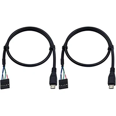 Abbildung von Duttek 5 polige Motherboard Header Buchse auf Micro USB Stecker Adapter, Dupont Verlängerungskabel (5 polig/Micro USB) 50 cm 2 Stück