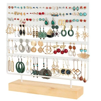 Abbildung von QILICZ Schmuckständer Ohrringhalter ohrring ständer, 144 Löcher Ohrstecker ständer Organizer Schmuckhalter Ohrschmuck Display Schmuckaufbewahrung 30x30cm Ohrsteckerhalter Weiß