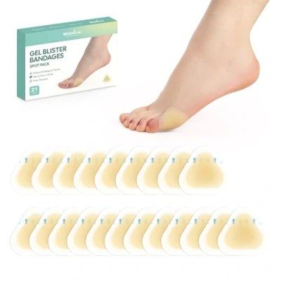 Abbildung von 21 Pieces Blister Plasters for Feet Welnove Invisible Hydrocolloid Gel Bandages Cushions Heel, Toe &amp; Foot, Water Resistant Bandages(Spot Pack)