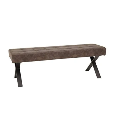 Abbildung von Apollo Sitzbank Esszimmerbank Donna, Bezug Softex Vintageoptik Braun, X Metallgestell Anthrazit, 140x45x48 cm
