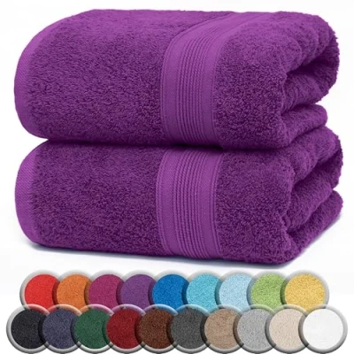 Abbildung von NatureMark 2er Pack SAUNATÜCHER Premium Qualität 80x200cm SAUNATUCH Sauna Handtuch 100% Baumwolle Farbe: Lila