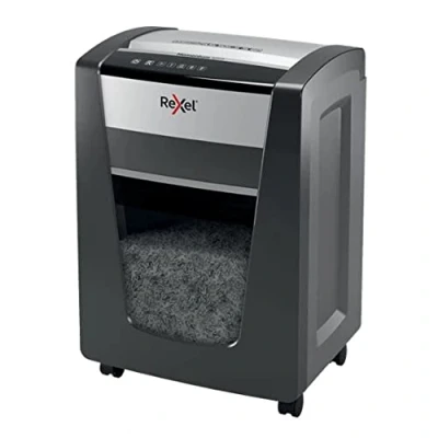 Abbildung von Rexel Aktenvernichter Momentum X420, Partikelschnitt, 22 20 Blatt A4 (70 80 g/m²) Kapazität, Sicherheitsstufe P4, 30L Abfallbehälter, Schredder, schwarz, 2104578EU
