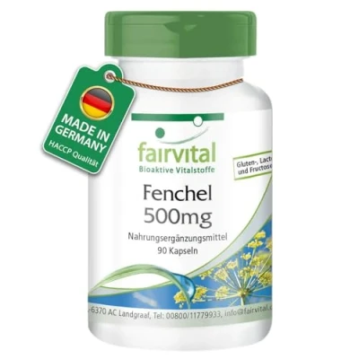 Abbildung von Fenchel 500mg, Foeniculum vulgare Miller, vegan, ohne Magnesiumstearat, 90 Kapseln