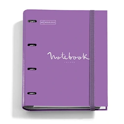 Abbildung von Miquelrius Ringbuch Notebook Messages, Ordner mit 4 Ringen + zusätzlichen 100 Blatt A4 5 mm kariert, 90 g, Trennblättern und Umschlag, Limettengrün