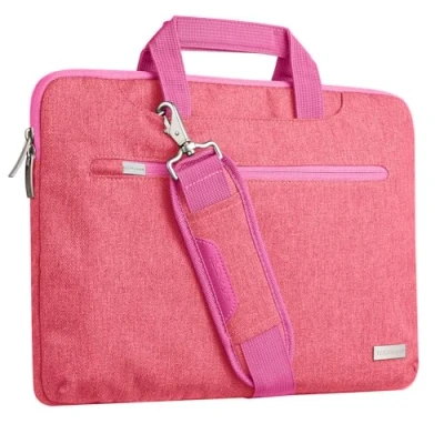 Abbildung von TECHGEAR Tasche für 12,8 13,3 Laptops Tragbare Multifunktions Laptop hülle mit verstellbarem Schultergurt, Gepäckriemen und unterdrückbaren Griffen, Tragbarer Organizer Case Taschen Rose