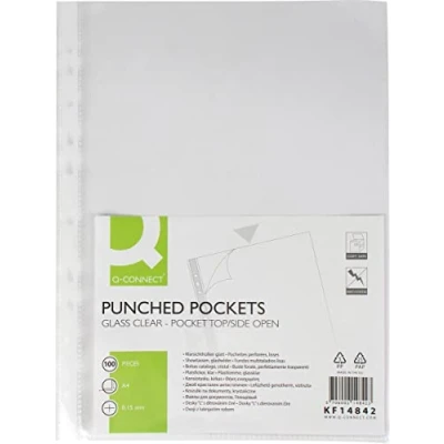 Abbildung von Q Connect KF14842 Prospekthüllen, A4, 100 Stück glasklar, 0.15 mm