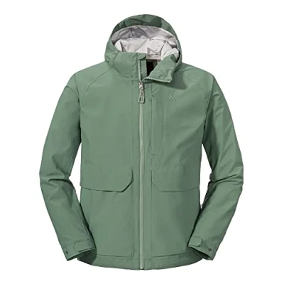 Abbildung von Schöffel Herren Jacket Lausanne M, Funktionsjacke mit Kapuze, wasserdichte, leichte Sommerjacke Pack Away Tasche, laurel wreath, 52