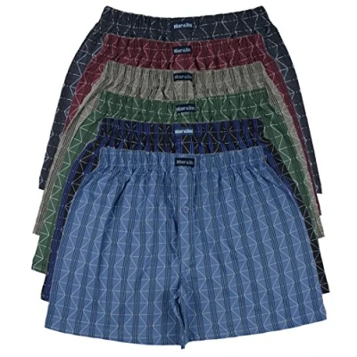 Abbildung von 6 bedruckte &amp; weiche 100% Baumwoll Herren Boxershorts Boxer Short in oder 3 modischen Farben im 6er Set verfügbar S M L XL 2XL 3XL 4XL 5XL 6XL, Set06, 5