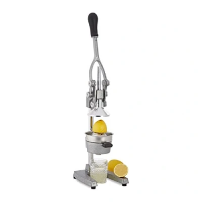 Abbildung von Relaxdays Saftpresse manuell, XL Orangenpresse, professionelle Fruchtpresse, Premium Zitruspresse, Gastronomie Qualität, Silber, 21.5 x 18 40 cm
