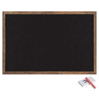 Abbildung von Navaris Kreidetafel mit Holzrahmen Memoboard 60x40 cm inkl. Kreide Pins Tafel Wandhalterung Wandtafel für Küche abwischbar Schwarz
