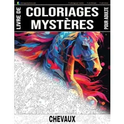 Abbildung von chevaux Livre de Coloriages Mystères pour adulte Coloriage par Numéro Art Thérapie Anti Stress: 20 à colorier + 5 autres dessins en ... (Livres adulte)