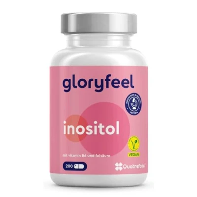 Abbildung von Inositol Kapseln 2.000 mg Myo pro Tag 200 hochdosierte Angereichert mit Vitamin B6 &amp; Folsäure (Quatrefolic®) Sorgfältig laborgeprüft