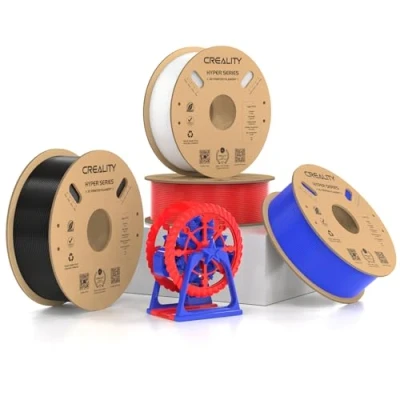 Abbildung von Creality Hyper PETG Filament, Schwarz+Weiß+Rot+Blau Filament 1.75mm 4KG, 3D Drucker Maßgenauigkeit +/ 0.03mm, Druck Materialien für die Meisten