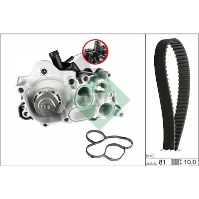Abbildung von INA 530 0743 30 Wasserpumpe + Zahnriemensatz VOLKSWAGEN: Golf 7, Polo V Hatchback, 7 Variant, SKODA: Fabia III Octavia 3 Combi, Yeti