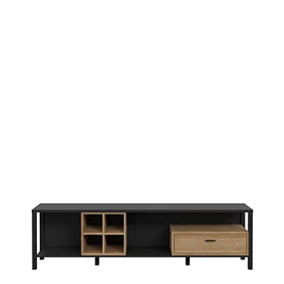 Abbildung von FORTE HIGH ROCK TV Unterschrank rechts mit 1 Schublade, Holzwerkstoff, Schwarz / Riviera Eiche, 181.3 x 49.9 40.2 cm