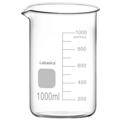 Abbildung von Labasics Glasbecher, 1er Pack Borosilikatglas Graduierter Tiefform Griffinglasbecher mit Ausgießer, 1000 ml, Hochtemperaturbeständig, Laborgebrauch