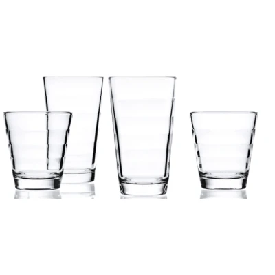 Abbildung von LEONARDO HOME Onda Wasser Gläser, 12 Stück (1er Pack), spülmaschinengeeignete Saft Trink Becher aus Glas mit Muster, teilig, 210 ml, 300 Klar, 011019