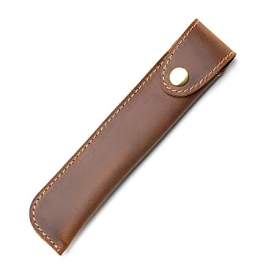 Abbildung von Daimay Leder Stifttasche Stiftehalter Stifthülle Stift Kugelschreiber Etui Handgemachte Schreibgeräteetui Federmäppchen Lederhülle Pencil Hülle Braun