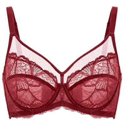 Abbildung von DOBREVA Damen Spitzen Minimizer BH mit Bügel Große Brüste Sexy Vollschalen Ungefüttert Bossa Nova 80C