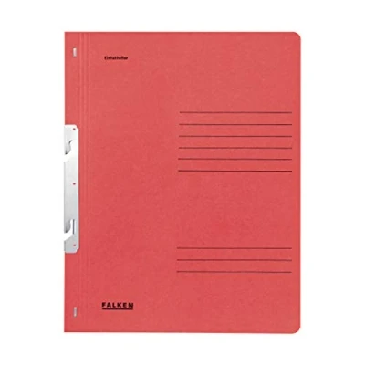 Abbildung von Original Falken 50er Pack Einhakhefter. Made in Germany. Aus Recycling Karton mit ganzem Vorderdeckel und kfm. Heftung für DIN A4 rot Hefter Sammelmappe Dokumentenmappe