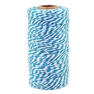 Abbildung von jijAcraft 100M Hellblau und Weiß Baumwolle Schnur, 2mm Bäcker Bindfäden, Bastelschnur Dekokordel Schnur Perfekt für DIY Handwerk, Geschenke Verpacken, Weihnachts Dekoration