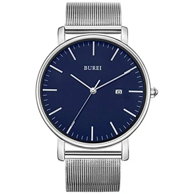 Abbildung von BUREI Herren Armbanduhren,Minimalistische Analog Quarz Uhren für Männer mit Mesh Band,Geschenke