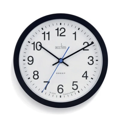 Abbildung von Acctim Bromham Wanduhr mit Sekundenzeiger, Nicht tickend, 20 cm Durchmesser, Schwarz
