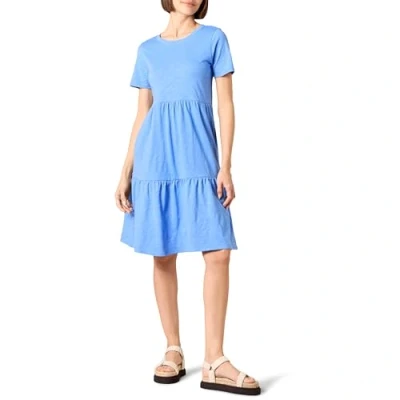 Abbildung von Amazon Essentials Damen Kurzärmliges, gestuftes Kleid mit Rundhalsausschnitt, Blau, M