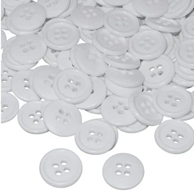 Abbildung von AERZETIX C56509 100 runde Nähknöpfe Ø15x3 mm mit 4 löchern Farbe weiß 24L L24 aus kunststoff Öffnung 2 kurzwaren nähen kleidung mode strickwaren dekoration