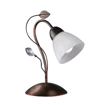 Abbildung von Trio Leuchten Tischleuchte 500700128 Traditio, Metall rostfarben Antik, Glas in weiß, exkl. 1 x E14, 27 16 32 cm