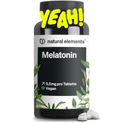 Abbildung von Melatonin 365 Tabletten 0,5mg pro Tablette hochdosiert Ohne unerwünschte Zusätze Laborgeprüft Alternative zu Einschlafspray 100% vegan