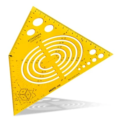 Abbildung von Aristo AR5088 Schablone Axonograph Isometric (Zeichnen von räumlichen Darstellungen in isometrischer Perspektive, PET Kunststoff) orange transparent