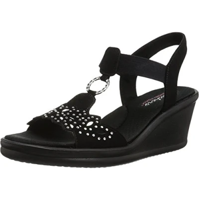 Abbildung von Skechers Damen Rumblers Queen B Keilsandale, Schwarz, 40 EU