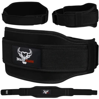 Abbildung von BEAST RAGE Gewichthebergürtel, doppelte Stärke, 5,5, gepolsterter Neopren, Rücken, Fitnessstudio, Bodybuilding, Kreuzheben, Heben, Training, Fitness, Workout, Gürtel, für Herren und Damen,
