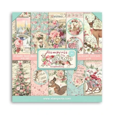 Abbildung von Stamperia SBBL73 Pink Christmas Pad Notizblock, Weihnachten, Rosa, Papier, 30,5 x 0,7 cm