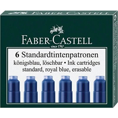 Abbildung von Faber Castell Tintenpatronen Standard, 6 Stück in Faltschachtel (5 Packungen, königsblau)